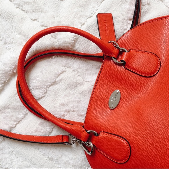 Coach Red Cross-Grain Leather Dome Bag - Picture 2 of 8